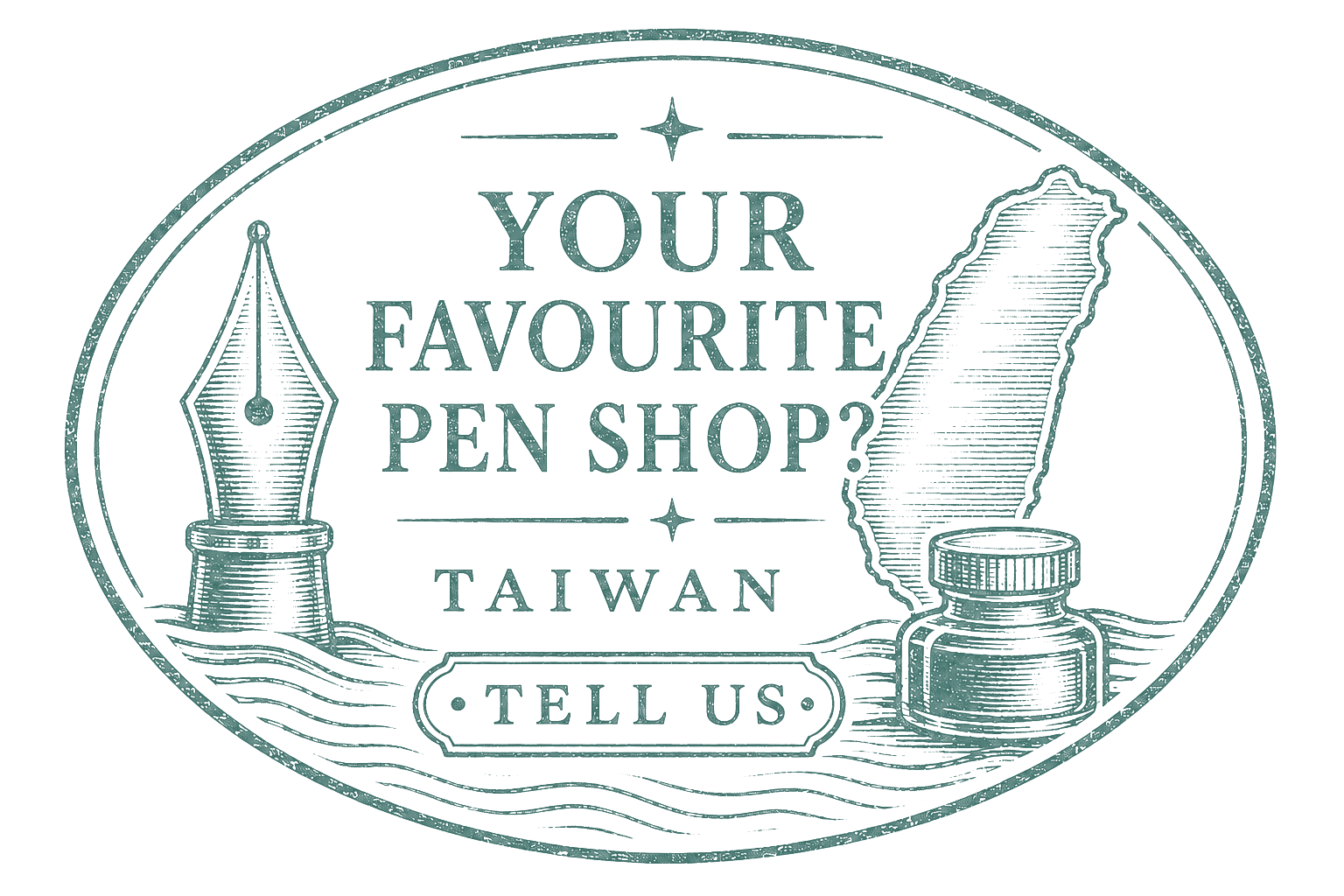 Moss invitation stamp asking for a favourite pen shop in Taiwan
